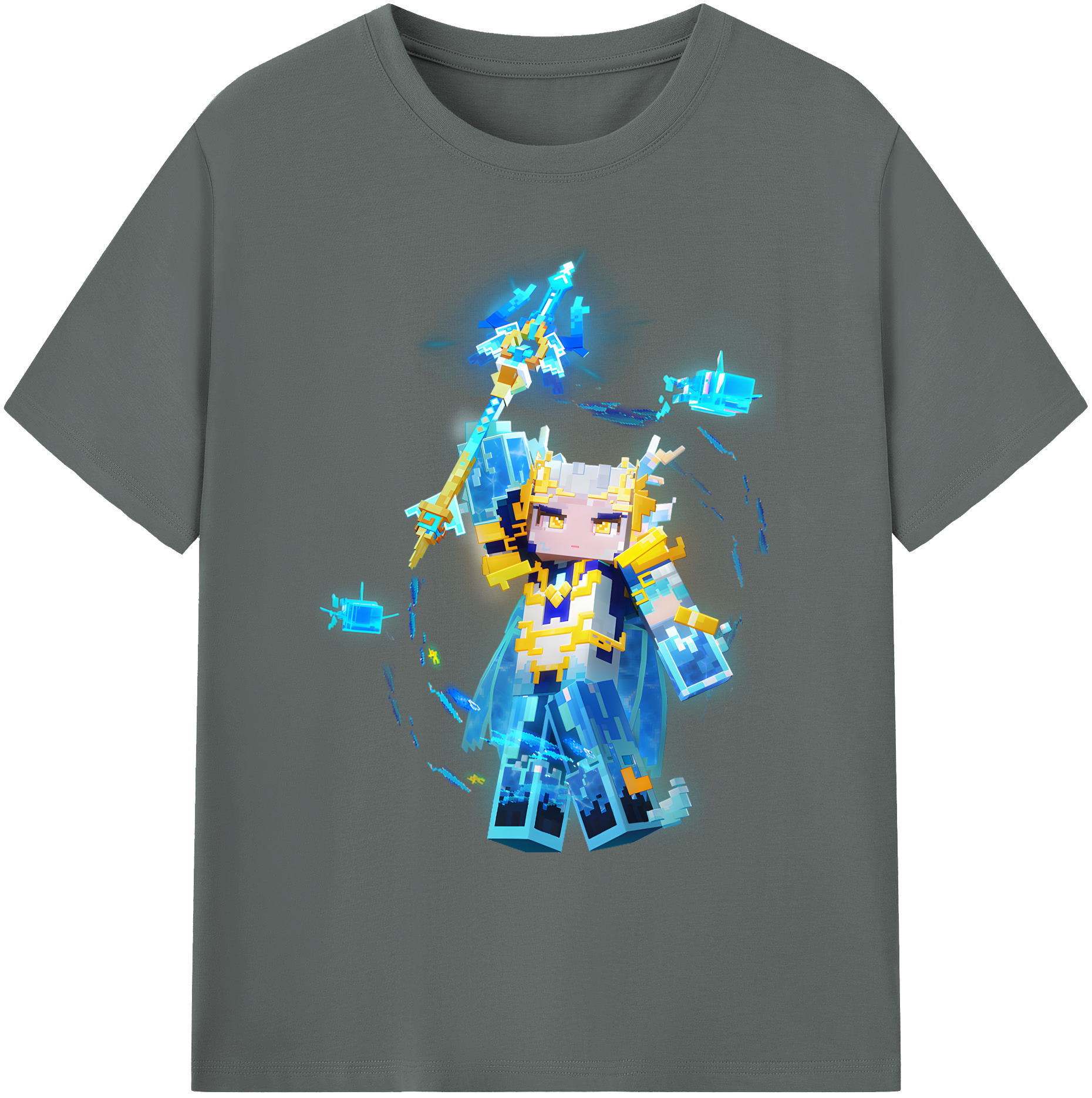 （画像用） マインクラフト ブロックの世界 Minecraft MC Block world 綿100％ メンズ半袖Tシャツ｜肌触りやわらか＆通気性